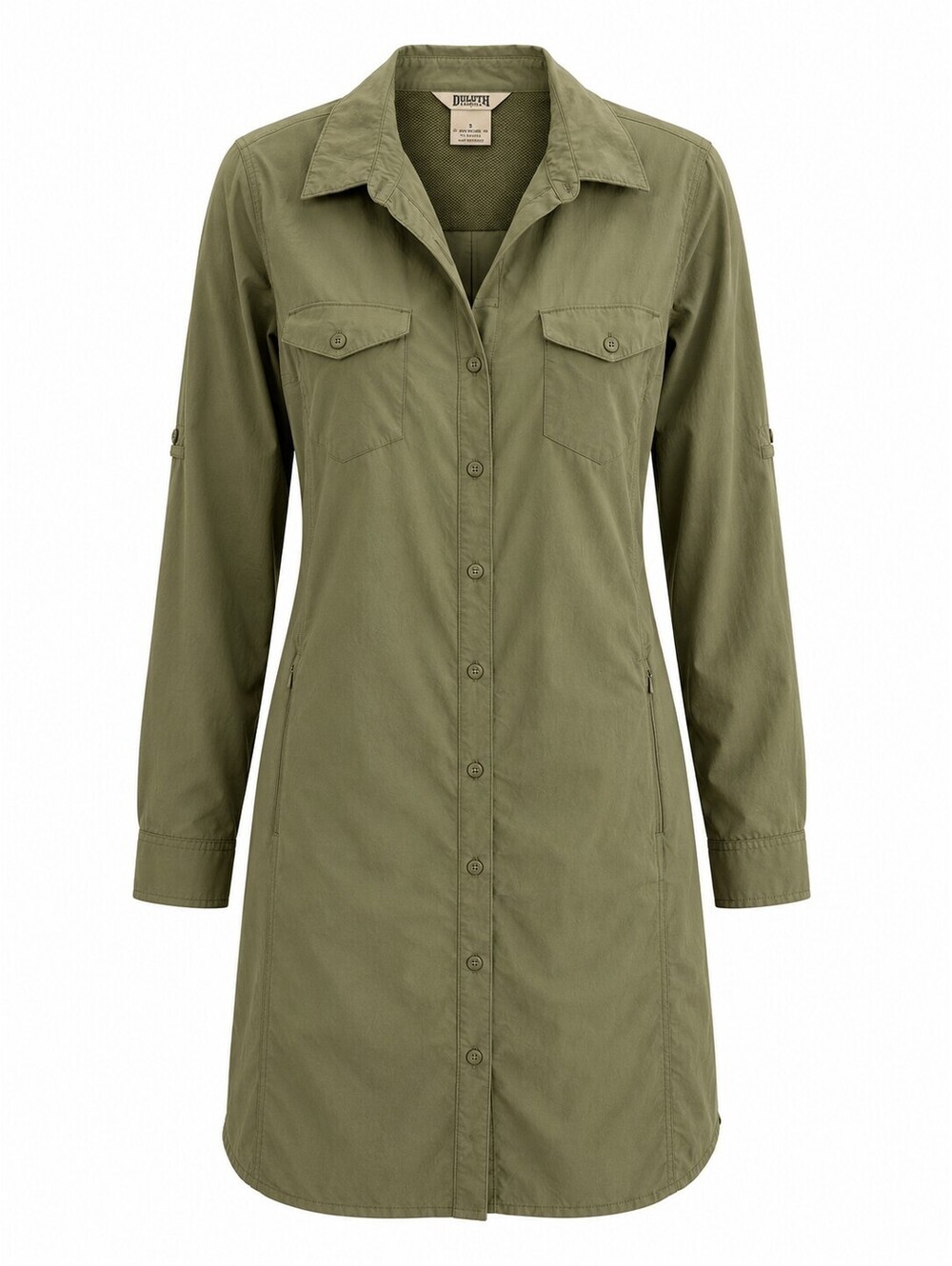 Duluth Trading Armachillo Shirt Dress S Olive Green Utility Hiking Travel